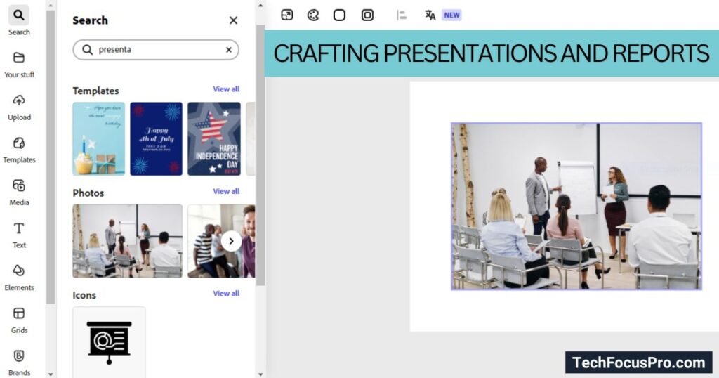 Craft Presentations and Reports with Adobe Express image editor