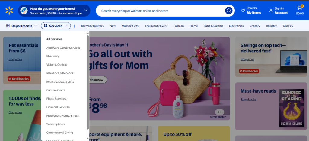 Consumer service field company: Walmart