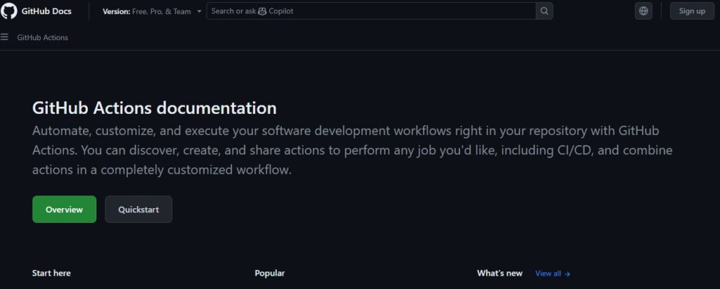 Guthub Action documentation